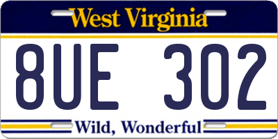 WV license plate 8UE302