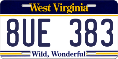 WV license plate 8UE383