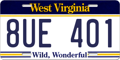 WV license plate 8UE401