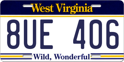 WV license plate 8UE406