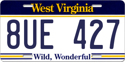WV license plate 8UE427