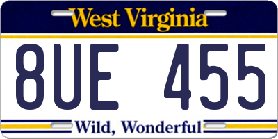 WV license plate 8UE455