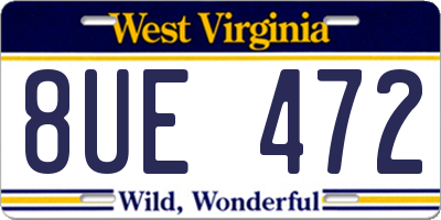 WV license plate 8UE472