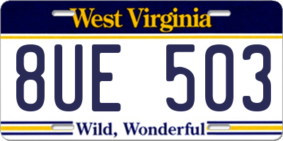WV license plate 8UE503