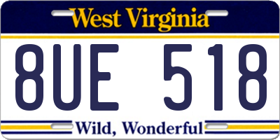 WV license plate 8UE518