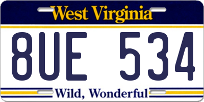 WV license plate 8UE534