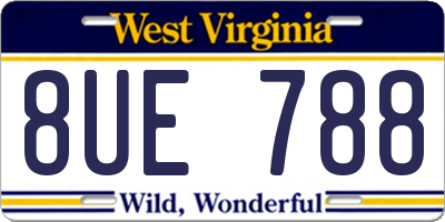 WV license plate 8UE788