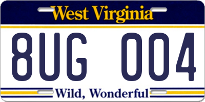 WV license plate 8UG004