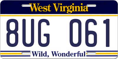 WV license plate 8UG061