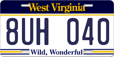 WV license plate 8UH040