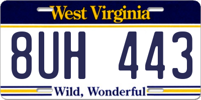 WV license plate 8UH443