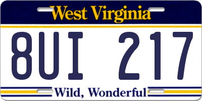 WV license plate 8UI217