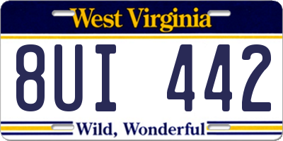 WV license plate 8UI442
