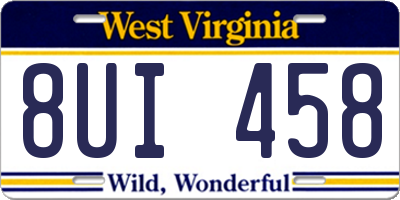 WV license plate 8UI458