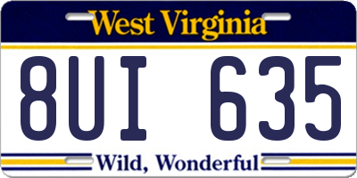 WV license plate 8UI635