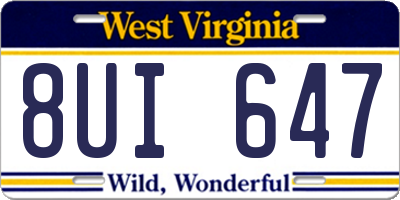 WV license plate 8UI647