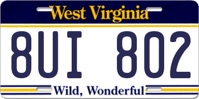 WV license plate 8UI802