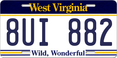 WV license plate 8UI882