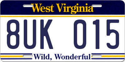 WV license plate 8UK015