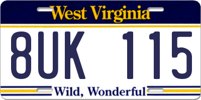 WV license plate 8UK115
