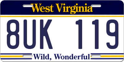 WV license plate 8UK119