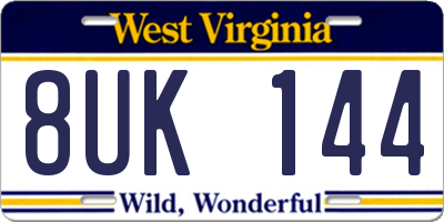 WV license plate 8UK144