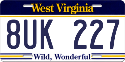 WV license plate 8UK227
