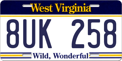 WV license plate 8UK258