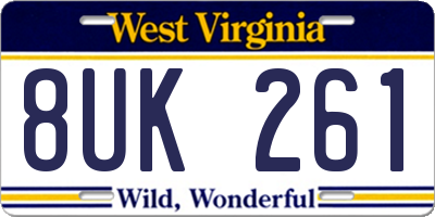 WV license plate 8UK261