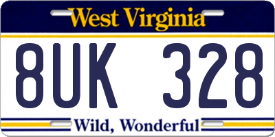 WV license plate 8UK328