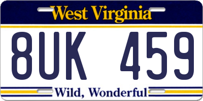 WV license plate 8UK459