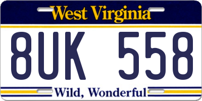 WV license plate 8UK558