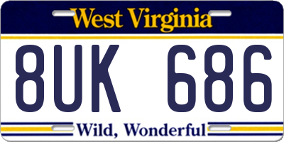 WV license plate 8UK686