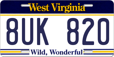 WV license plate 8UK820