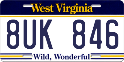 WV license plate 8UK846