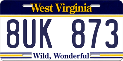 WV license plate 8UK873