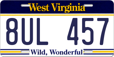 WV license plate 8UL457