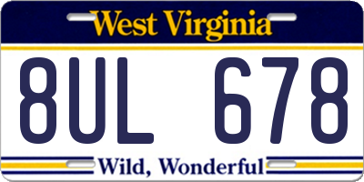 WV license plate 8UL678