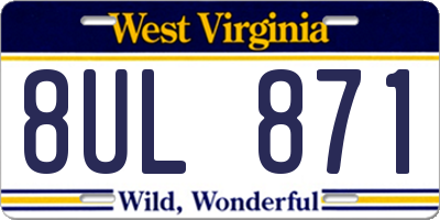 WV license plate 8UL871