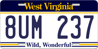 WV license plate 8UM237