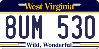 WV license plate 8UM530