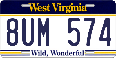 WV license plate 8UM574