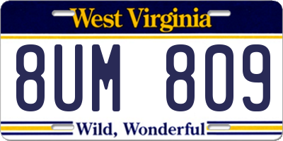 WV license plate 8UM809
