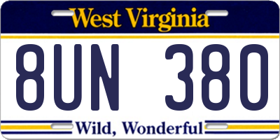 WV license plate 8UN380