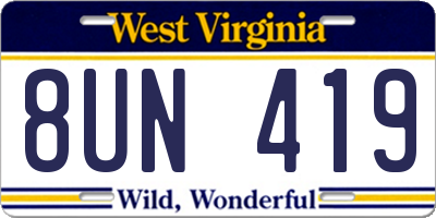 WV license plate 8UN419