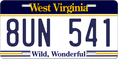WV license plate 8UN541