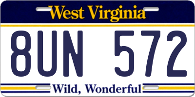 WV license plate 8UN572