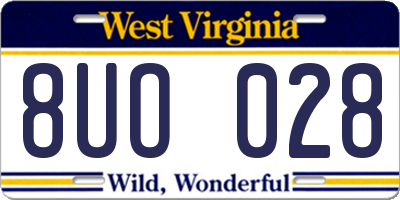 WV license plate 8UO028