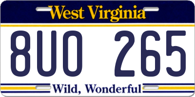 WV license plate 8UO265