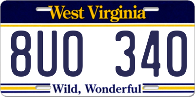 WV license plate 8UO340